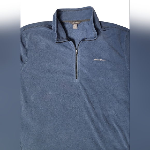 Eddie Bauer XLT Blue Quarter-Zip Fleece Pullover - Picture 4 of 8